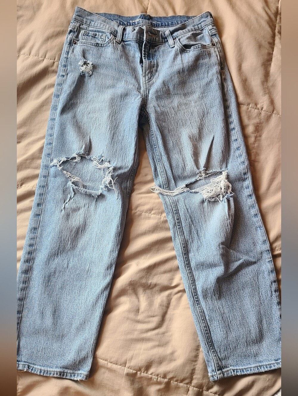 Old Navy, Light Blue Distressed Women's Jeans, Boyfriend Midrise Loose, Size 6